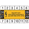 Wartungsplakette: geprüft nach UVV DGUV Vorschrift 3