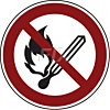 Feuer, offene Zündquellen u. Rauchen verboten - ASR / ISO