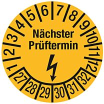 Prüfplakette - Nächster Prüftermin - Elektro, gelb