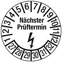 Prüfplakette - Nächster Prüftermin Elektro - weiß