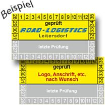Prüfplakette, geprüft, nach Kundenwunsch