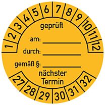 Prüfplakette - Geprüft am, durch - nächster Termin