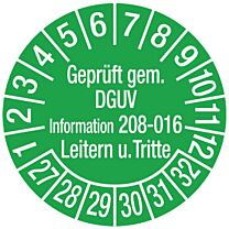 Prüfplakette - Geprüft nach DGUV-Information 208-016 Leitern u.Tritte