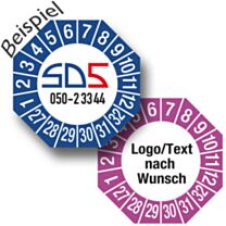 Prüfplakette nach Wunsch 8-eckig, Layout 11