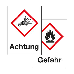 Gefahrstoffsymbole mit Text