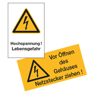 Warnzeichen für Maschinen und Elektro