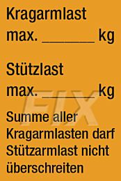 Kragarmlast - Stützlast -Etikett