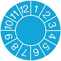 Prüfplaketten zum Selbsteintrag der Jahreszahl, blau