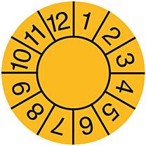 Prüfplaketten zum Selbsteintrag der Jahreszahl, gelb
