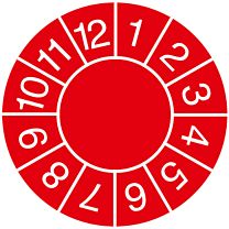 Prüfplaketten zum Selbsteintrag der Jahreszahl, rot