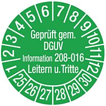 Prüfplakette - Geprüft nach DGUV-Information 208-016 Leitern u.Tritte