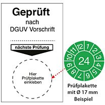 Grundetikett für Prüfplaketten - geprüft nach DGUV
