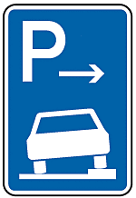 Parken auf Gehwegen halb in Fahrtrichtung rechts Ende