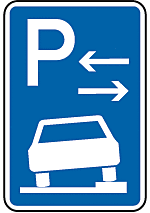 Parken auf Gehwegen halb in Fahrtrichtung rechts Mitte
