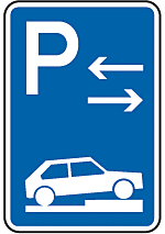 Parken auf Gehwegen ganz halb quer zur Fahrtrichtung rechts Mitte