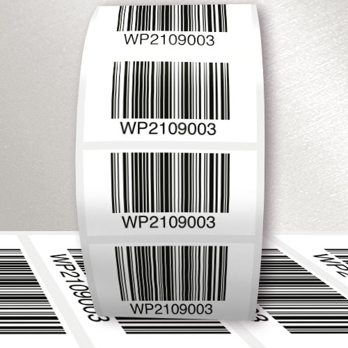 Barcode-Etiketten als Strichcode auf der Rolle
